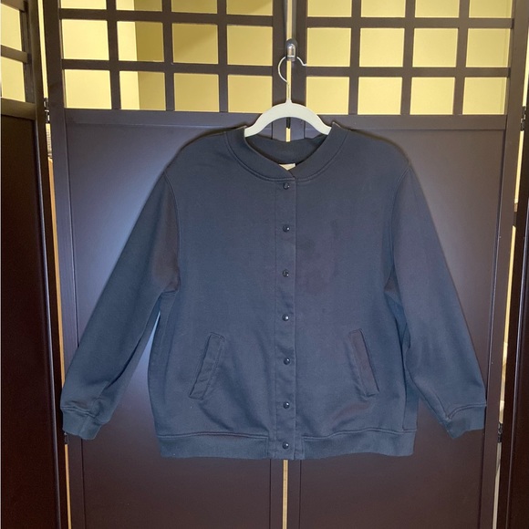 Black Sweatshirt Bomber Jacket - Picture 1 of 6